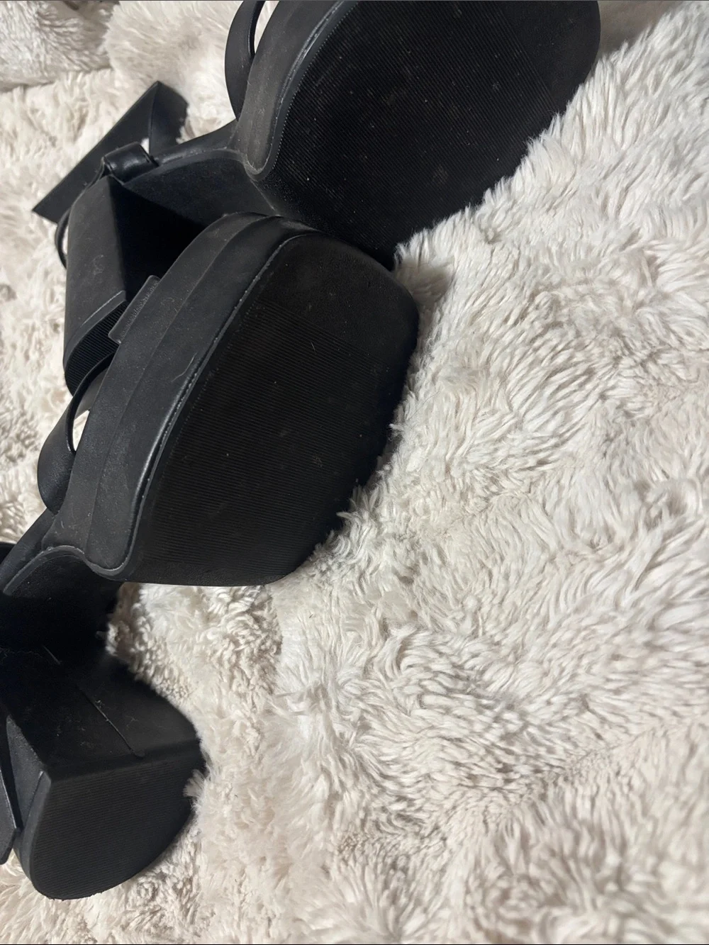 Black Platform Ankle-Strap Heeled Sandals
